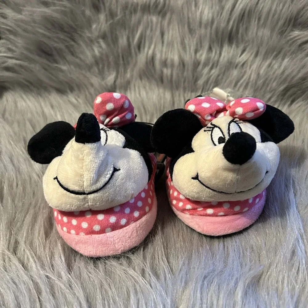Ground Up Disney Minnie Mouse Plush Slippers Toddler Girls‎ Size 7-8 Pink Shoes